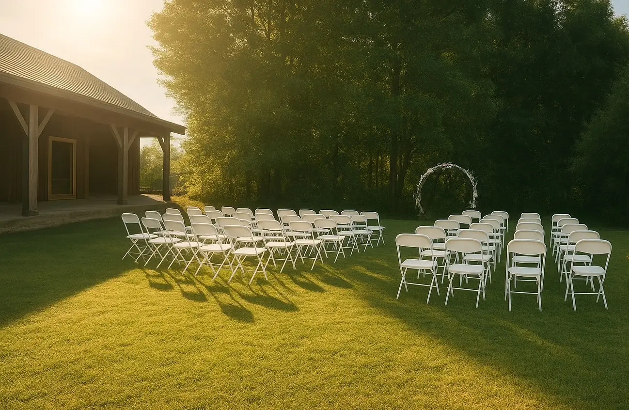 White folding chair rentals from Medina Tent Rentals